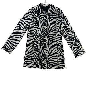 Women's‎ XL Reversible Zebra Print Long Overcoat Vintage Glam Animal Marilyn